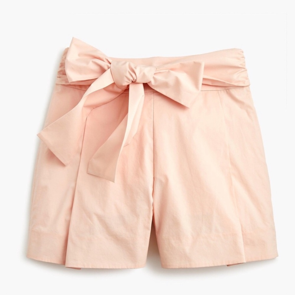 J. Crew Cotton Poplin Tie Waist Shorts in Pink